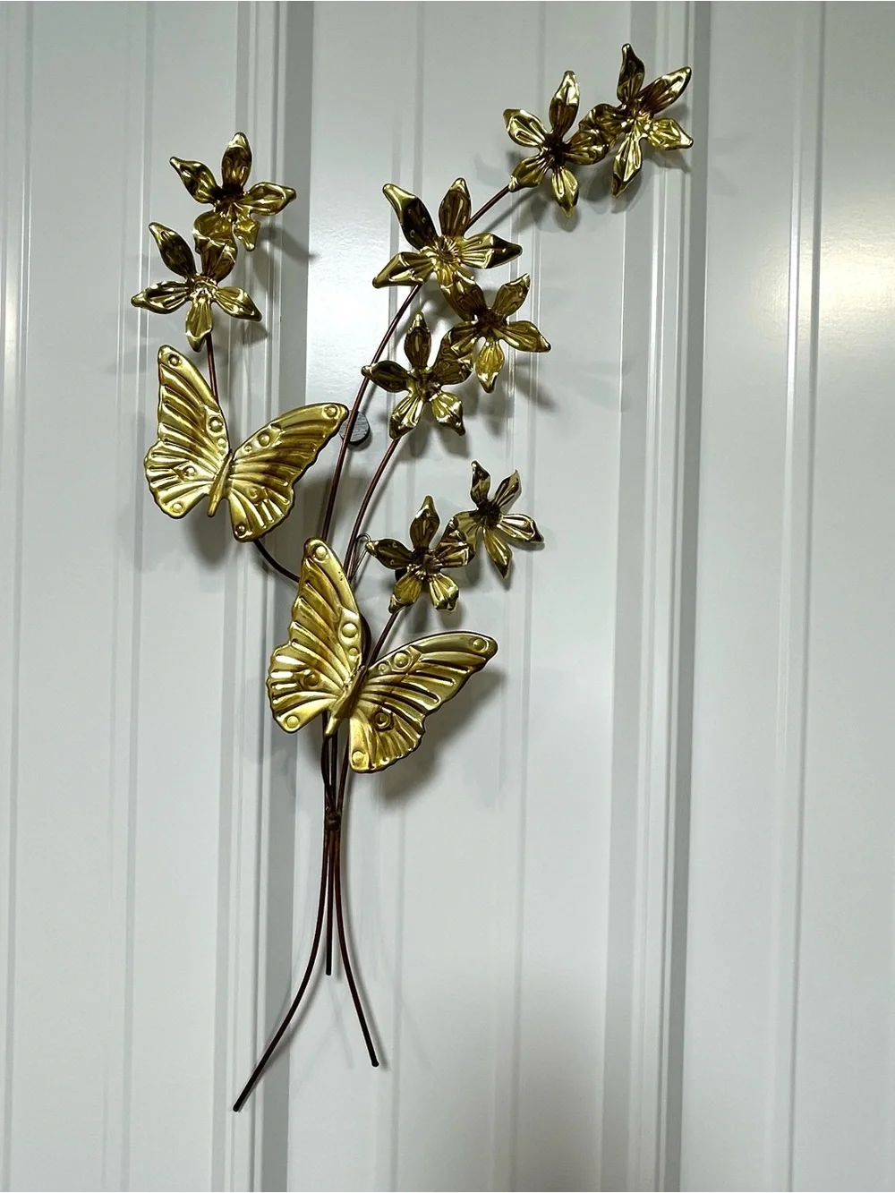 Metal Butterfly Sculptures Wall Hangings Flower Floral Vintage Decor 80s 90s